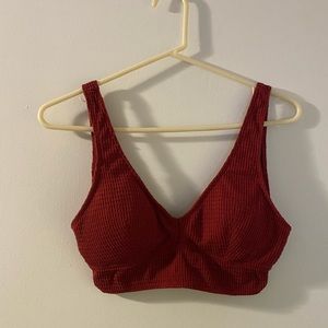 Gilly Hicks Waffle Knit Red Bralette w/ Criss Cross Back Detail